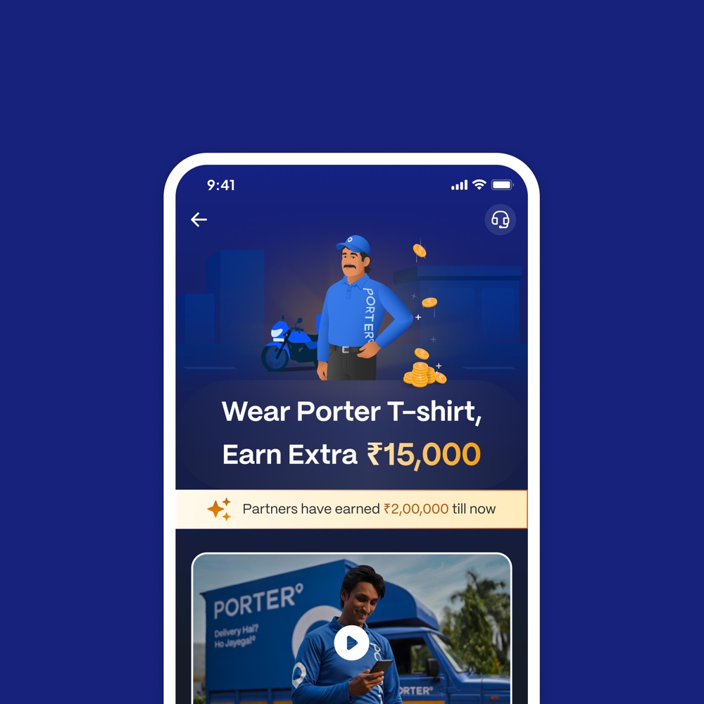 A partner app screen offering extra earnings for wearing branded kit, above a video explaining the programme